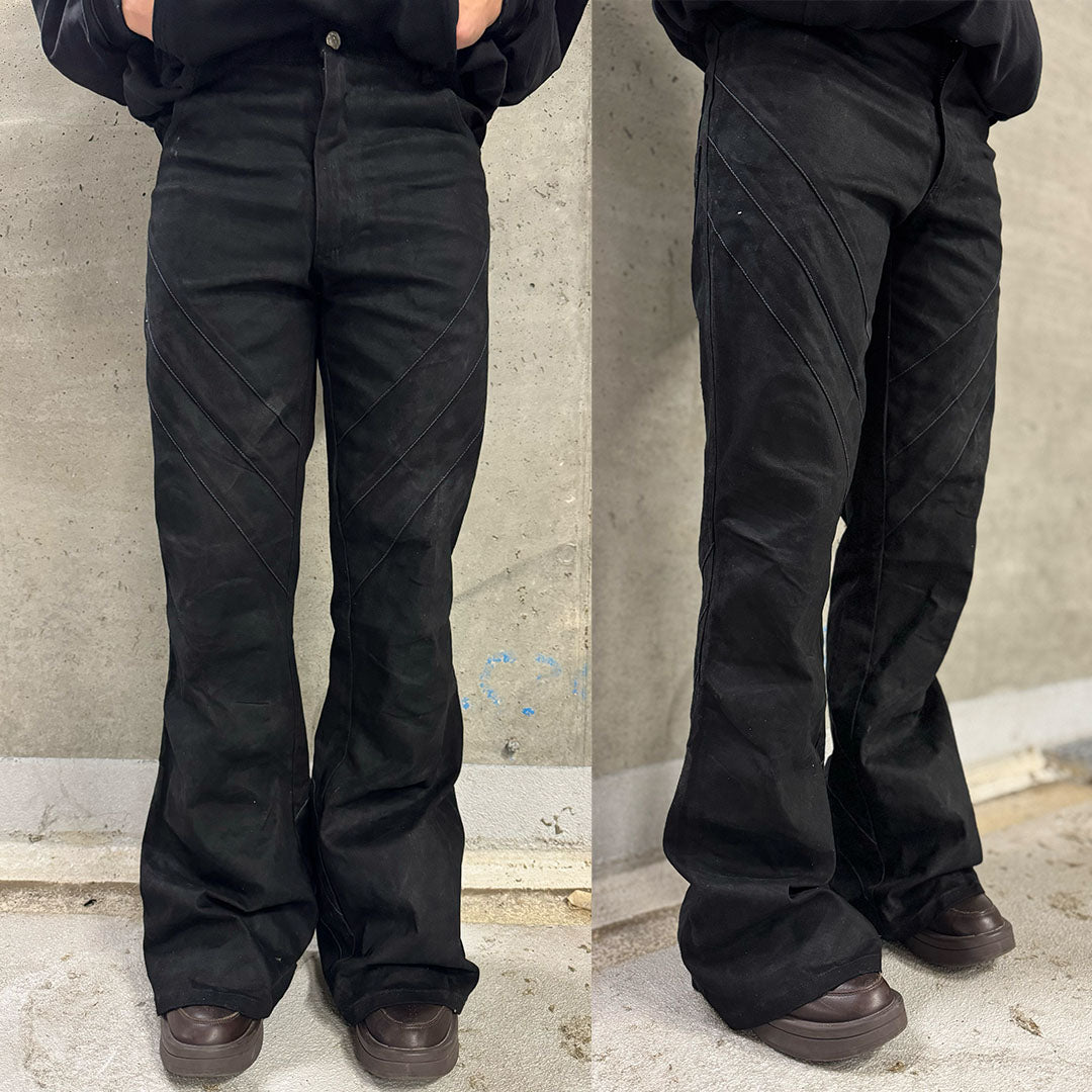 “PANIKA” SPIRAL FLARED PAINTED DENIM